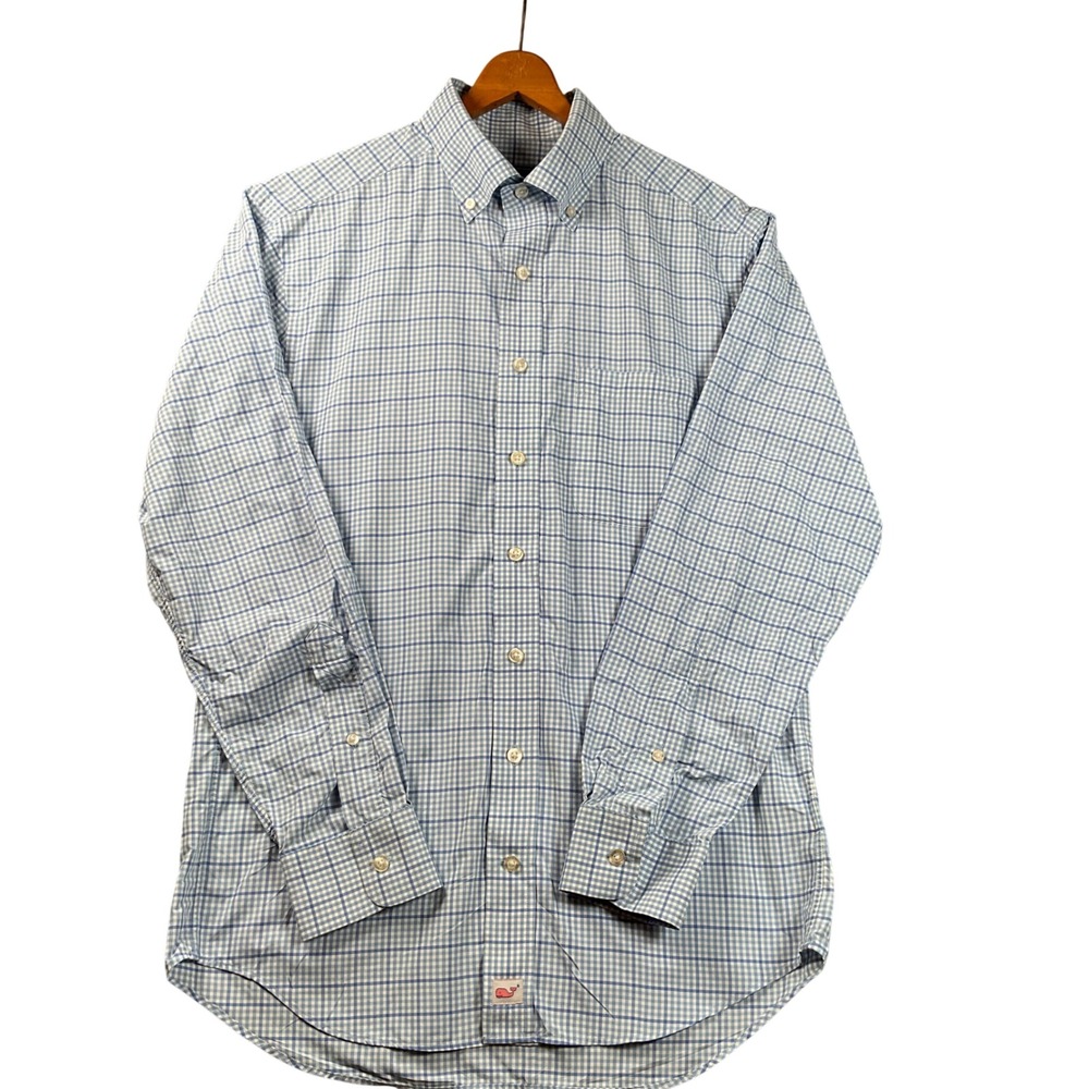 Vineyard Vines Performance Murray Shirt Mens Small Blue‎ Gingham Excellent Nylon